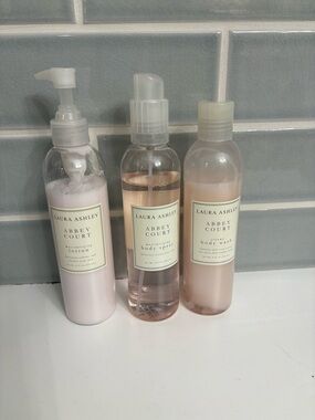 Laura Ashley Abbey Court Pink Bath Trio - Lotion,Spray, Wash